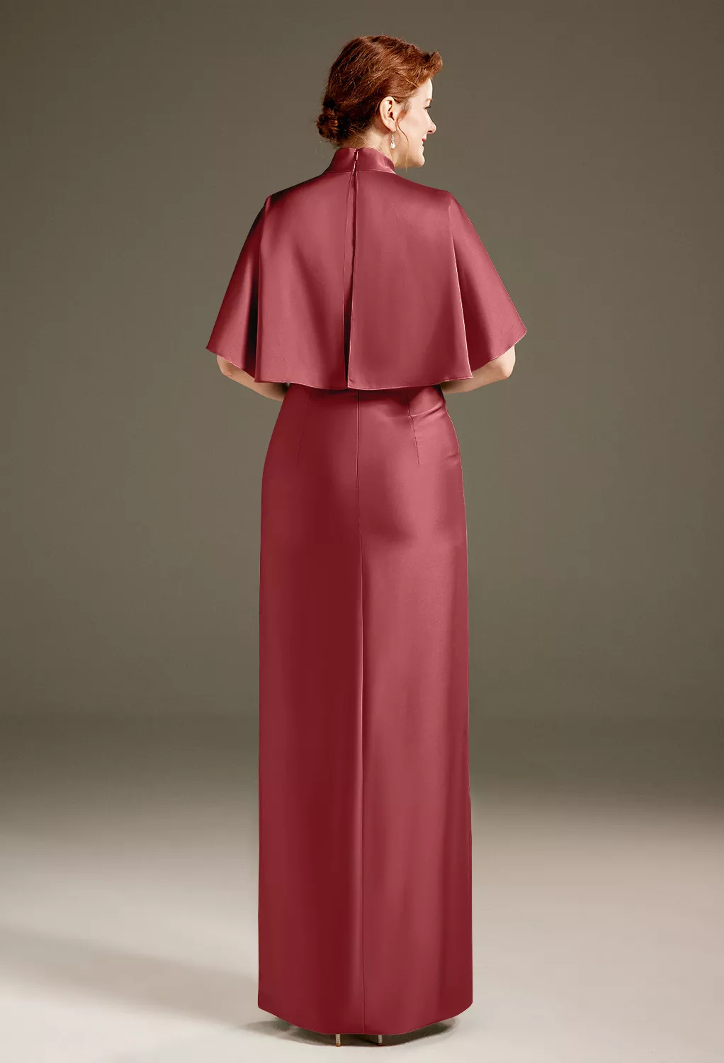 AW Luster Burgundy  Mother of The Bride Dresses With Wraps